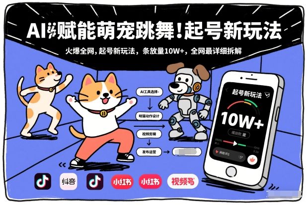 AI赋能萌宠跳舞，火爆全网，起号新玩法，条条播放量10W+，全网最详细拆解-小鹏项目网