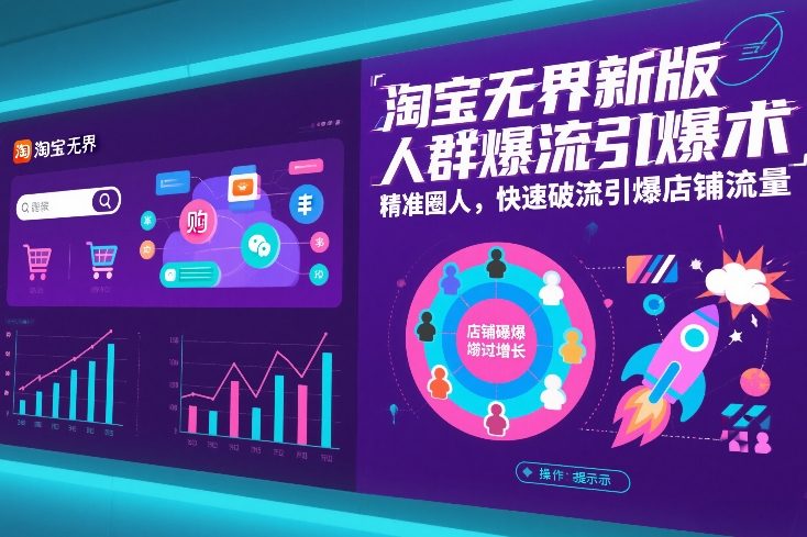 淘宝无界新版人群爆流引爆术，精准圈人，快速破流引爆店铺流量-小鹏项目网