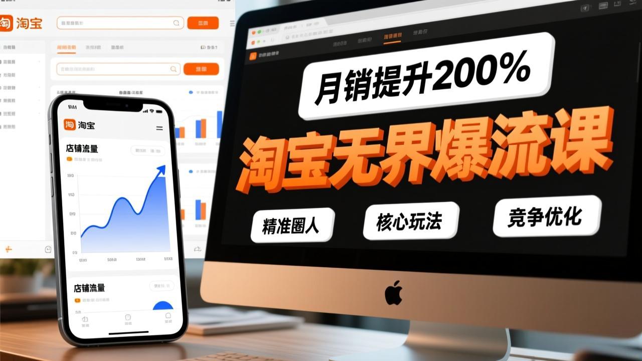 淘宝无界爆流课，精准圈人、核心玩法、竞争优化，快速引爆店铺流量，月销提升200%-小鹏项目网