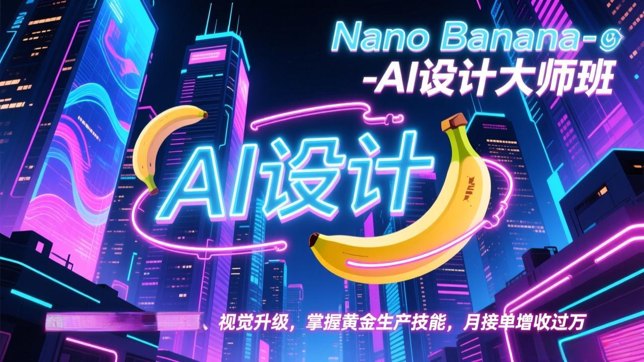 Nano Banana-AI设计大师班，修图合成、广告创作、视觉升级，掌握黄金生产技能，月接单增收过万-小鹏项目网