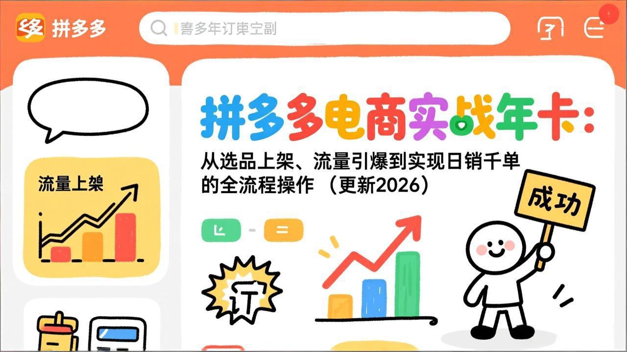 拼多多电商实战年卡：从选品上架、流量引爆到实现日销千单的全流程操作(更新2026-小鹏项目网