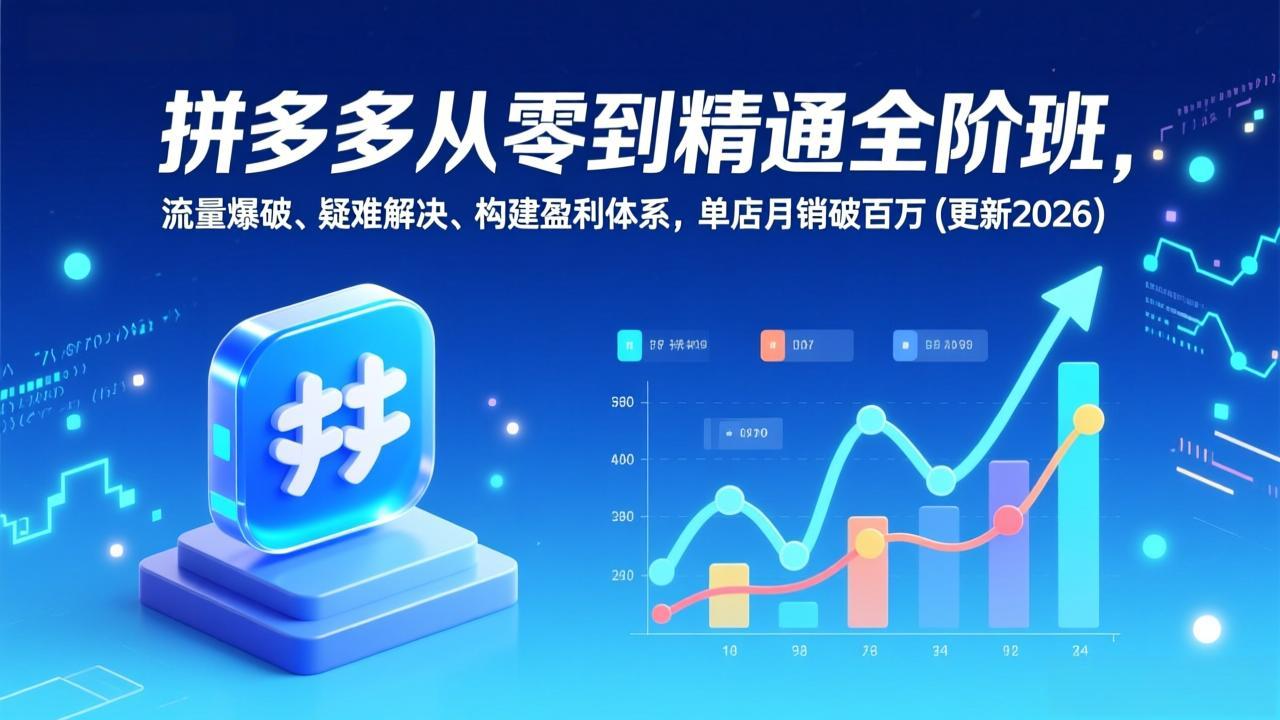 拼多多从零到精通全阶班，流量爆破、疑难解决，构建盈利体系，单店月销破百万(更新2026-小鹏项目网