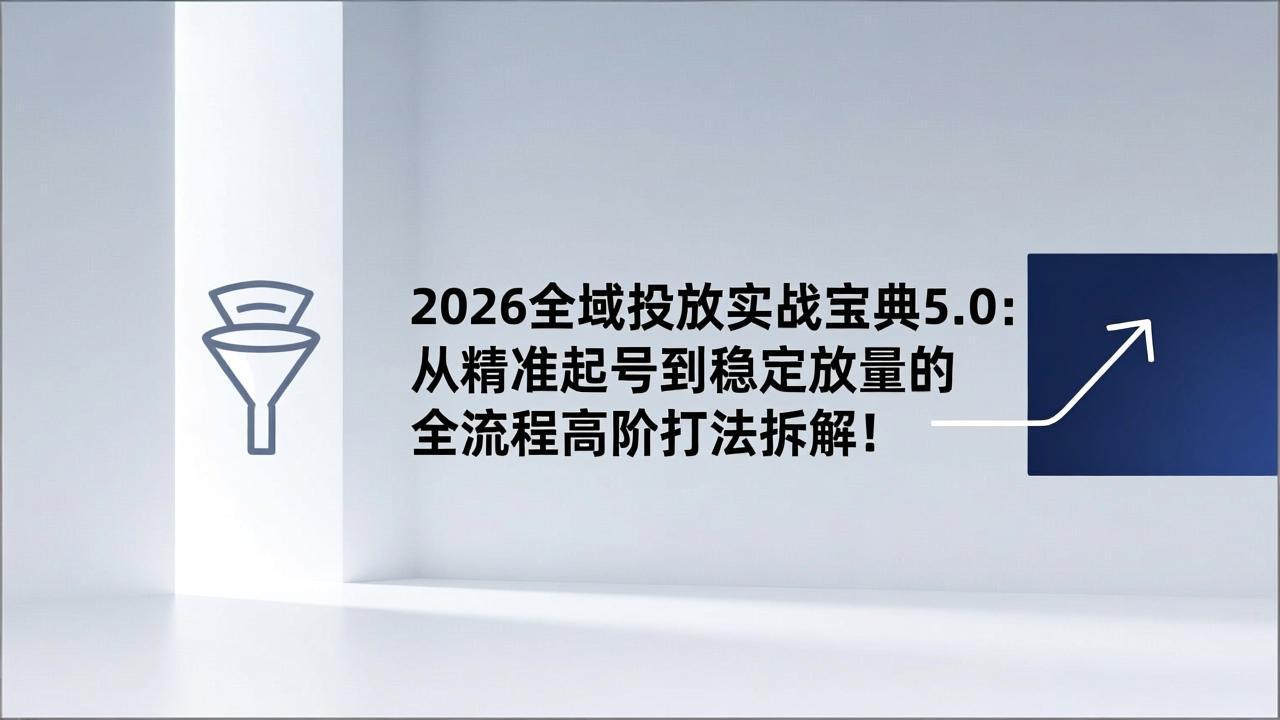 2026全域投放实战宝典5.0：从精准起号到稳定放量的全流程高阶打法拆解！-小鹏项目网