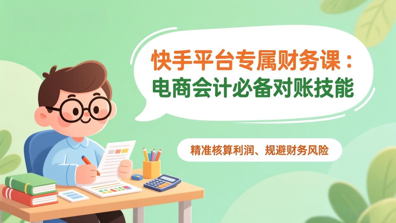 快手平台专属财务课：电商会计必备对账技能，精准核算利润、规避财务风险-小鹏项目网