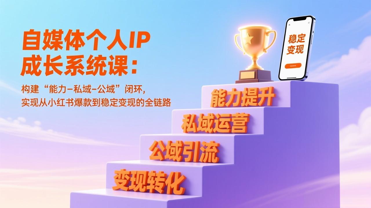 自媒体个人IP成长系统课：构建“能力-私域-公域”闭环，实现从小红书爆款到稳定变现的全链路-小鹏项目网