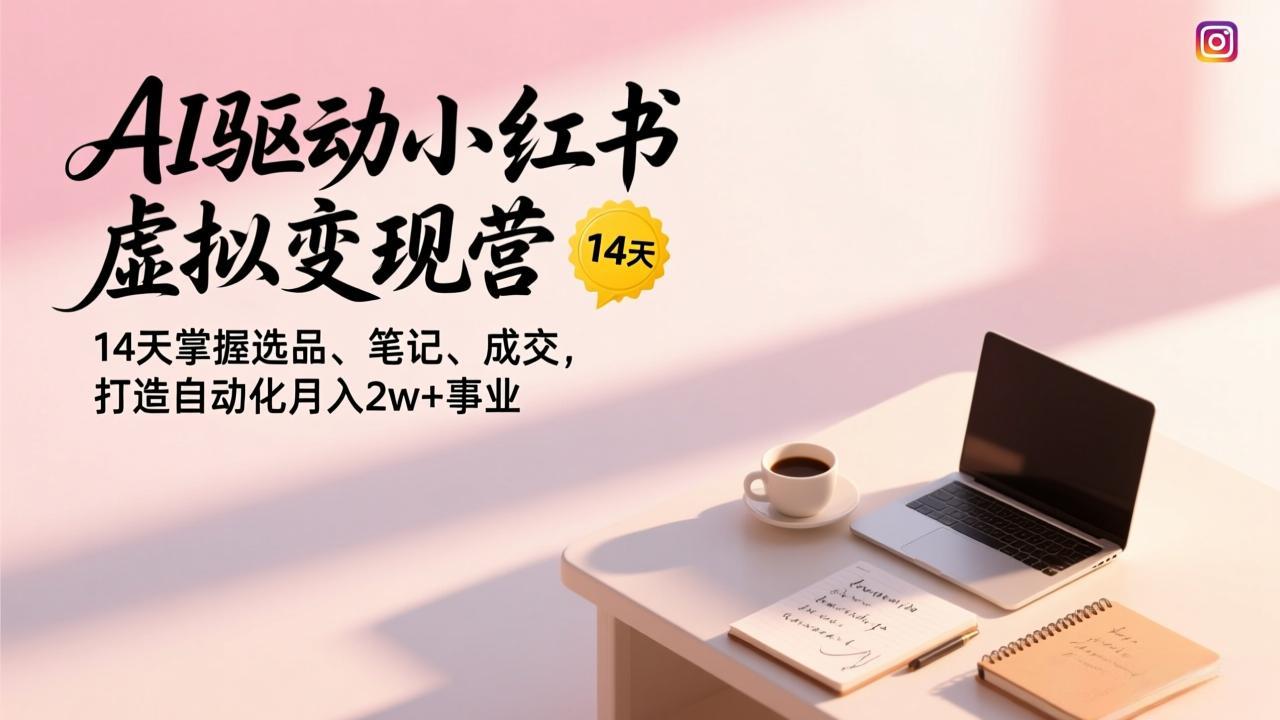 AI驱动小红书虚拟变现营，14天掌握选品、笔记、成交，打造自动化月入2w+事业-小鹏项目网