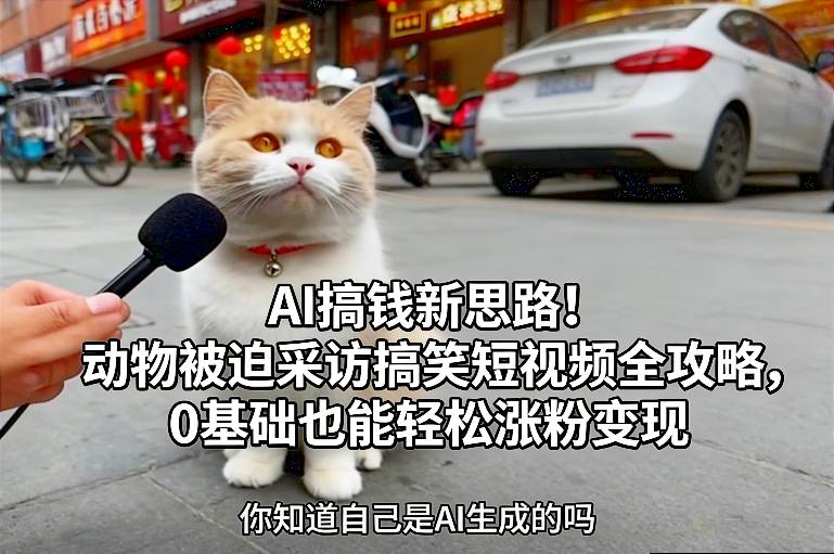 AI搞钱新思路！动物被迫采访搞笑短视频全攻略，0基础也能轻松涨粉变现-小鹏项目网