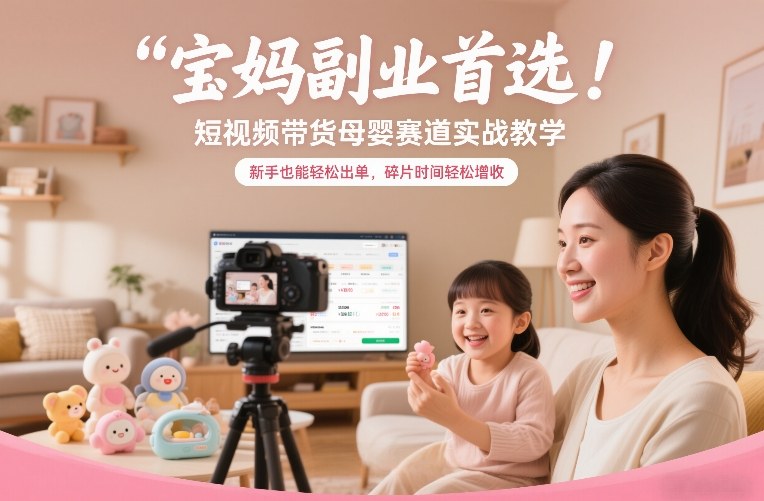 宝妈副业首选！短视频带货母婴赛道实战教学，新手也能轻松出单，碎片时间轻松增收-小鹏项目网