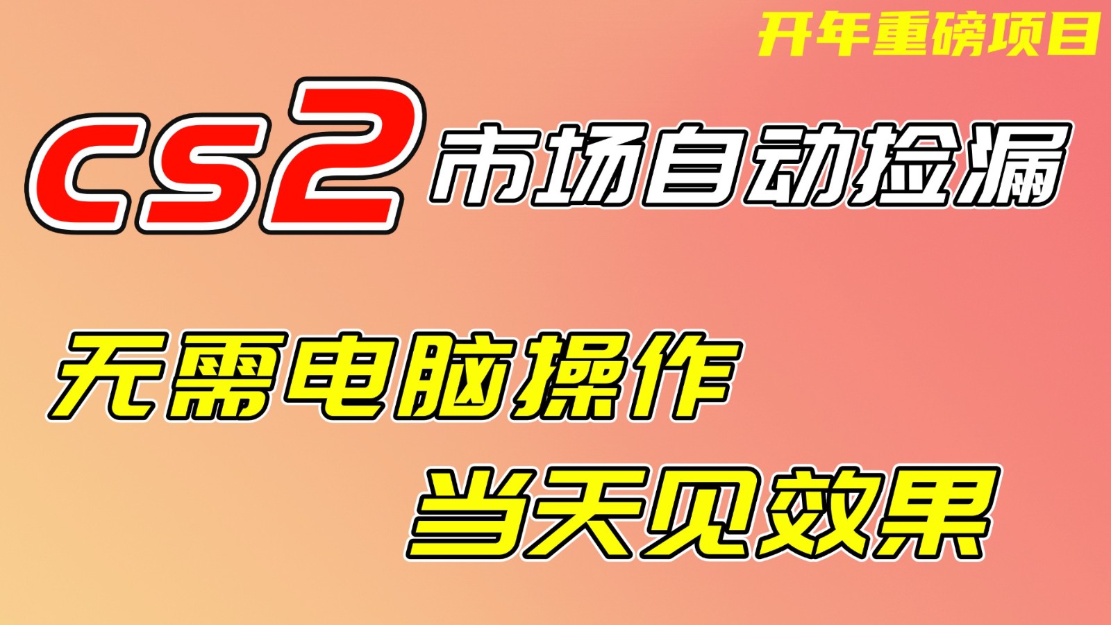 CS2市场挂机项，无需电脑操作，无需进入游戏，当天见效果，支持任何形式验证-小鹏项目网