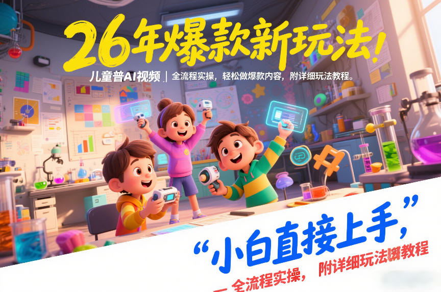 26年爆款新玩法，儿童科普AI视频，全流程实操，轻松做爆款内容，小白直接上手，附详细玩法教程-小鹏项目网