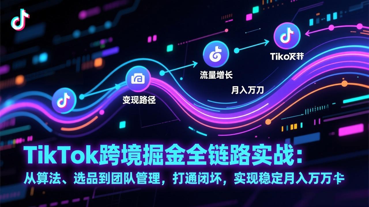 TikTok跨境掘金全链路实战：从算法、选品到团队管理，打通闭环，实现稳定月入万刀-小鹏项目网