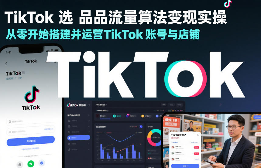 TikTok选品流量算法变现实操，从零开始搭建并运营TikTok账号与店铺-小鹏项目网