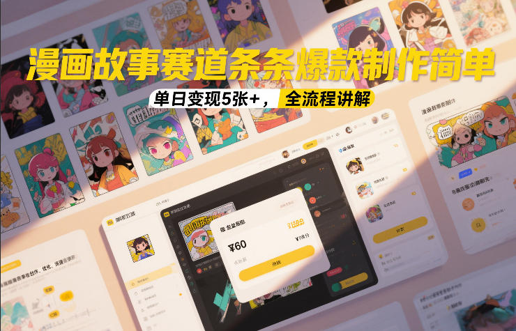 漫画故事赛道条条爆款制作简单，单日变现5张+，全流程讲解-小鹏项目网