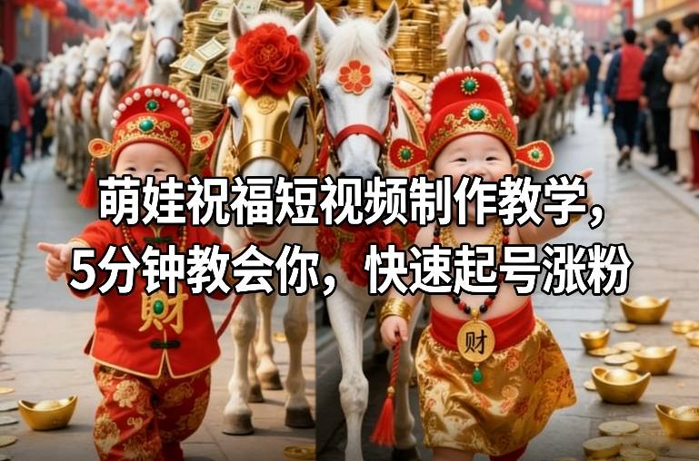 萌娃祝福短视频制作教学，5分钟教会你，快速起号涨粉-小鹏项目网