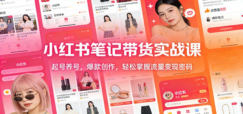 小红书笔记带货实战课：起号养号，爆款创作，轻松掌握流量变现密码-小鹏项目网