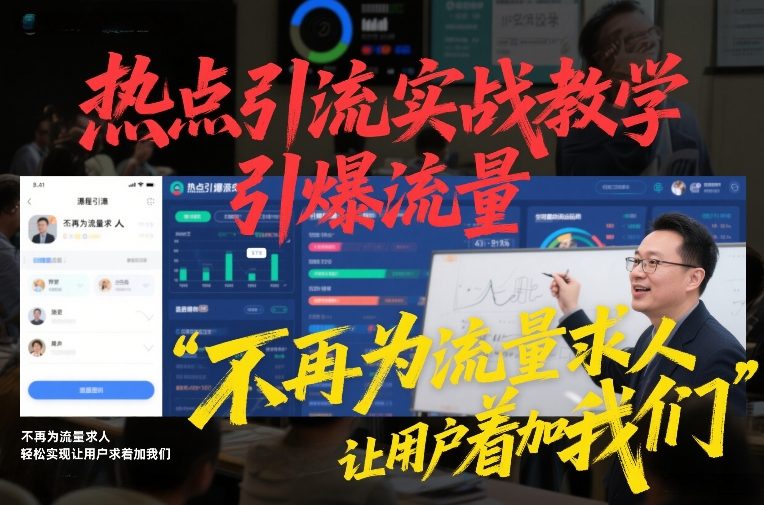 热点引流实战教学，引爆流量，不再为流量求人，轻松实现让用户求着加我们-小鹏项目网