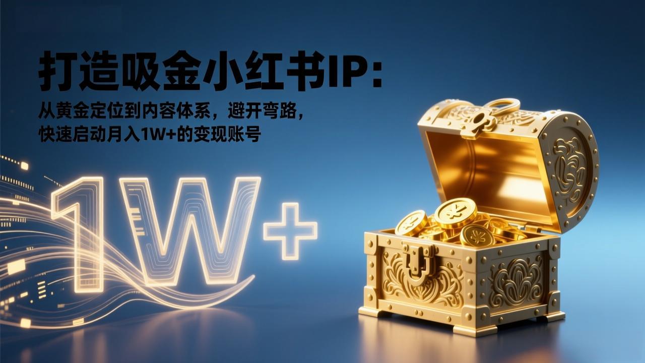 打造吸金小红书IP：从黄金定位到内容体系，避开弯路，快速启动月入1W+的变现账号-小鹏项目网