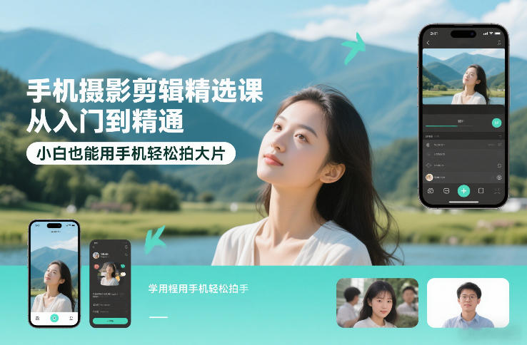 手机摄影剪辑精选课，从入门到精通，小白也能用手机轻松拍大片-小鹏项目网