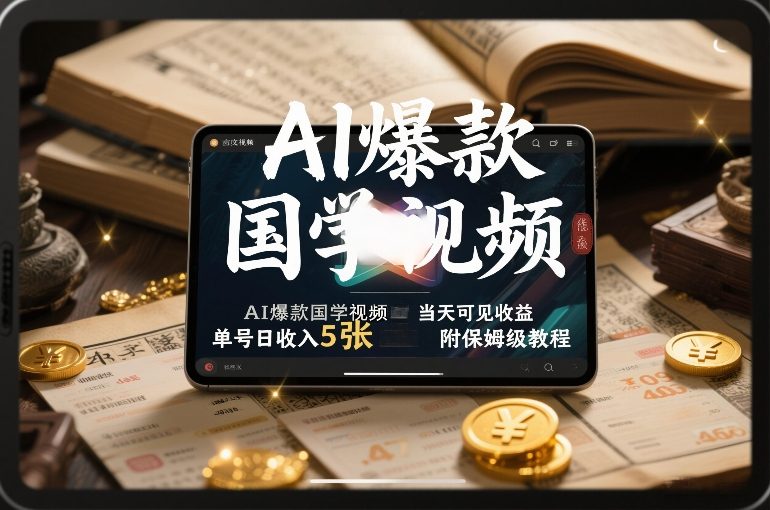 AI爆款国学视频，独家起号方法，小白直接上手，当天可见收益，单号日收入5张+附保姆级教程-小鹏项目网