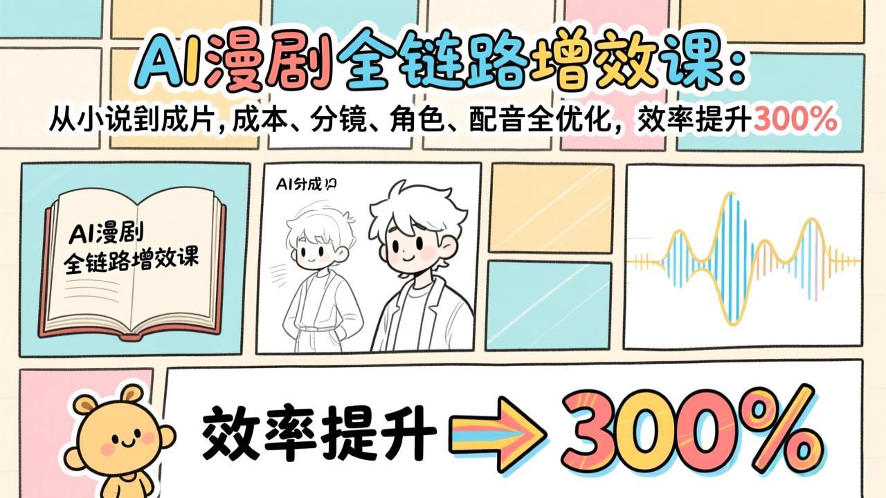 AI漫剧全链路增效课：从小说到成片，成本、分镜、角色、配音全优化，效率提升300%-小鹏项目网