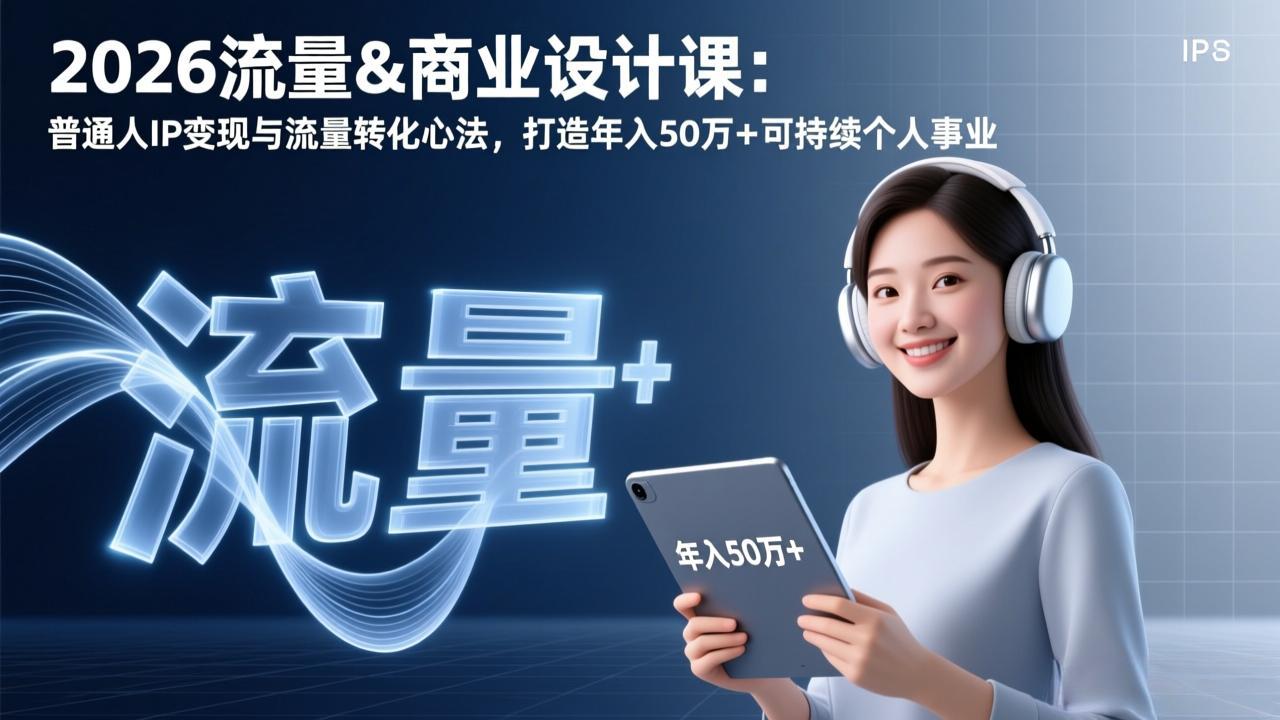 2026流量&商业设计课：普通人IP变现与流量转化心法，打造年入50万+可持续个人事业-小鹏项目网