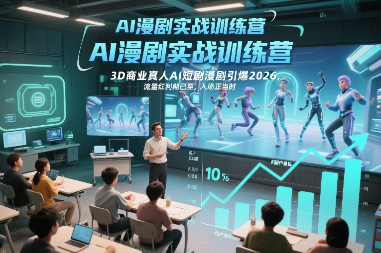 AI漫剧实战训练营，3D商业真人AI短剧漫剧引爆2026，流量红利期已至，入场正当时-小鹏项目网