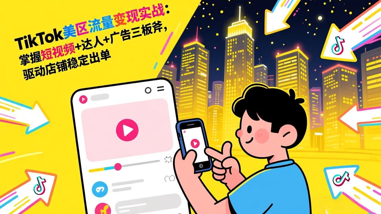 TikTok美区流量变现实战：掌握短视频+达人+广告三板斧，驱动店铺稳定出单-小鹏项目网