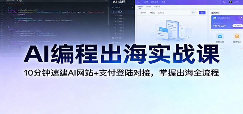 AI编程出海实战课：10分钟速建AI网站+支付登陆对接，掌握出海全流程-小鹏项目网