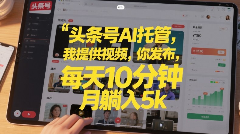 头条号AI托管，我提供视频，你发布，每天10分钟，月躺入5k+【揭秘】-小鹏项目网