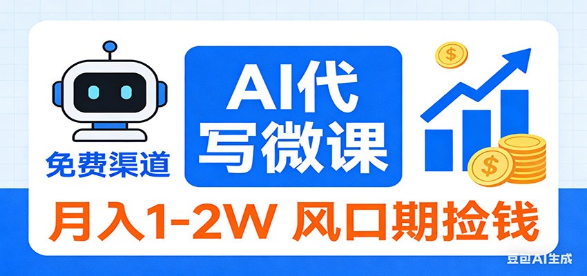 2026告别打工！AI 代写微课，提供免费渠道，月入 1-2W 风口期捡钱-小鹏项目网