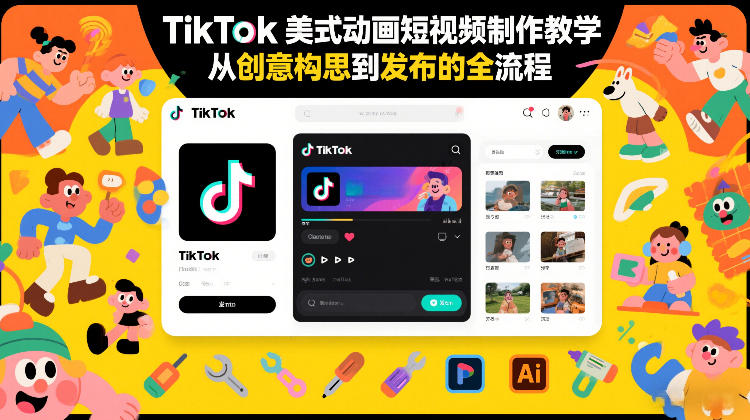 TikTok美式动画短视频制作教学，从创意构思到发布的全流程-小鹏项目网
