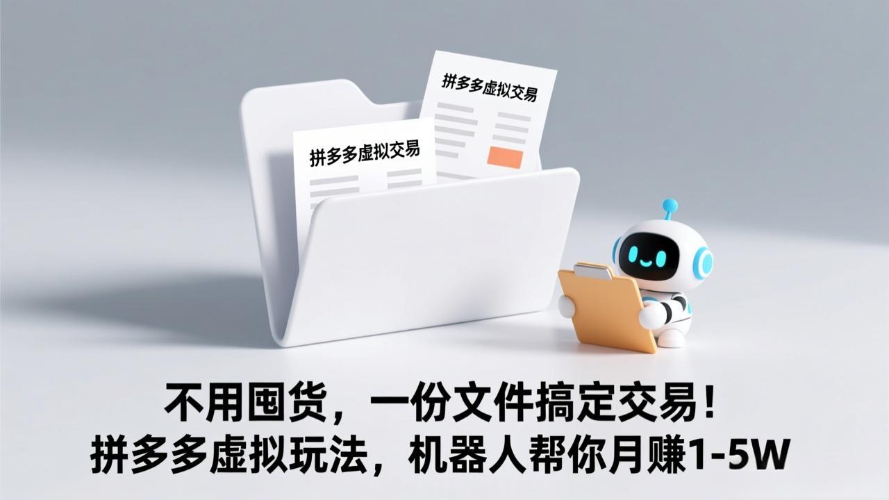 不用囤货，一份文件搞定交易！拼多多虚拟玩法，机器人帮你月赚 1-5W-小鹏项目网