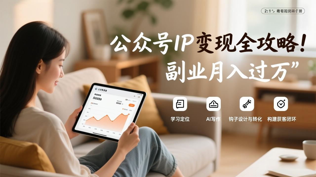 公众号IP变现全攻略，学习定位、AI写作、钩子设计与转化，构建获客闭环，副业月入过万-小鹏项目网