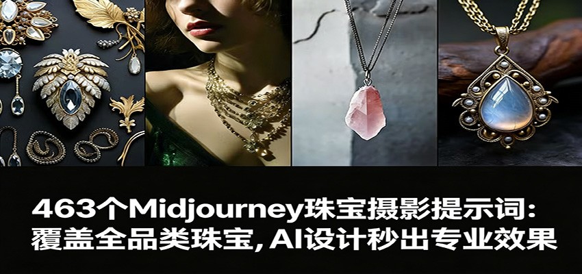 463个Midjourney珠宝摄影提示词：覆盖全品类珠宝，AI设计秒出专业效果-小鹏项目网