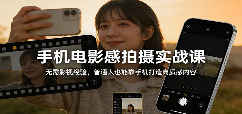 手机电影感拍摄实战课：无需影视经验，普通人也能靠手机打造高质感内容-小鹏项目网