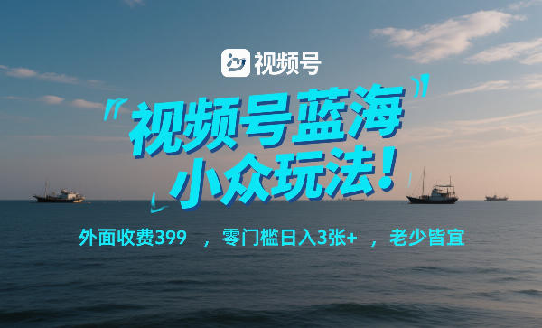 视频号蓝海小众玩法！外面收费399，零门槛日入3张+，老少皆宜-小鹏项目网