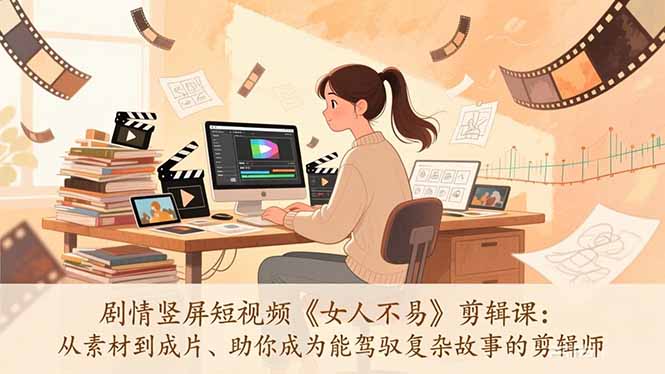 剧情竖屏短视频《女人不易》剪辑课：从素材到成片、助你成为能驾驭复杂故事的剪辑师-小鹏项目网