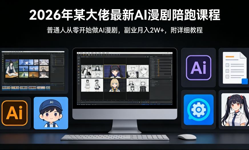 26年某大佬最新Ai漫剧陪跑课程，普通人从零开始做AI漫剧，副业月入2W+-小鹏项目网