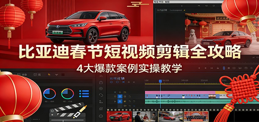 比亚迪春节短视频剪辑全攻略，4大爆款案例实操教学-小鹏项目网
