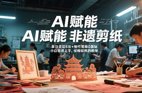 AI赋能非遗剪纸，地标性建筑爆款视频，单日变现8张+制作简单0基础，小白容易上手，保姆级拆解教程-小鹏项目网