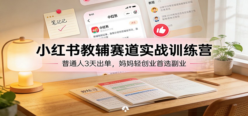 小红书教辅赛道实战训练营：普通人3天出单，妈妈轻创业首选副业-小鹏项目网