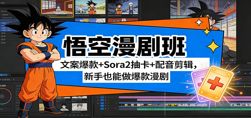 悟空漫剧班：文案爆款+Sora2抽卡+配音剪辑，新手也能做爆款漫剧-小鹏项目网