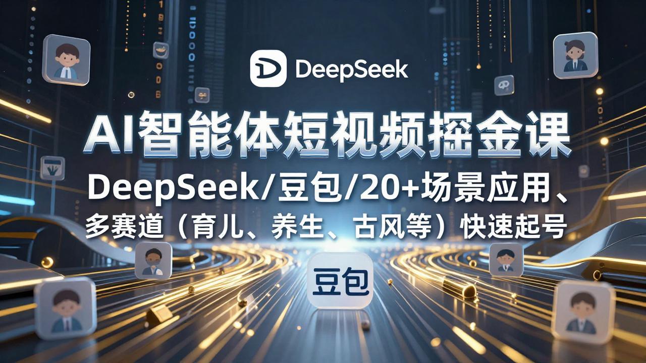 AI智能体短视频掘金课，DeepSeek/豆包/20+场景应用、多赛道(育儿、养生、古风等-小鹏项目网