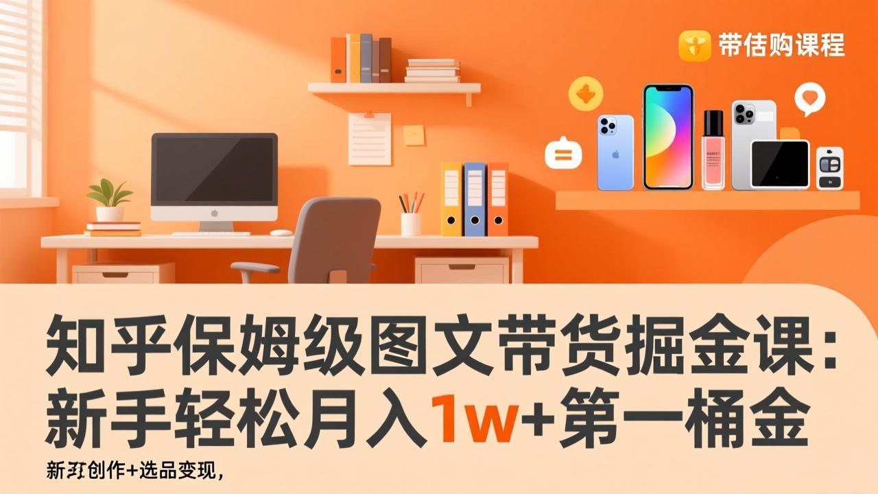 知乎保姆级图文带货掘金课：账号打造+爆文创作+选品变现，新手轻松月入1w+第一桶金-小鹏项目网