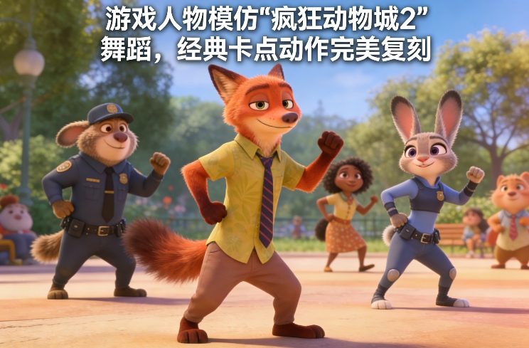 游戏人物模仿“疯狂动物城2”舞蹈，经典卡点动作完美复刻-小鹏项目网