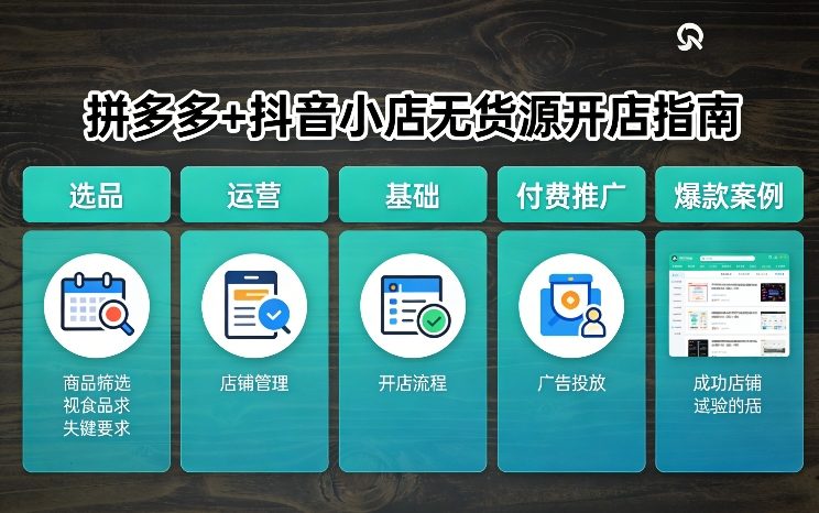 拼多多+抖音小店无货源开店，包括：选品、运营、基础、付费推广、爆款案例等(更新26年2月)-小鹏项目网