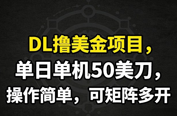 DL撸美金项目，单日单机50美刀，操作简单，可矩阵多开-小鹏项目网