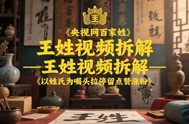 央视网百家姓–王姓视频拆解，以姓氏为噱头拉停留点赞涨粉-小鹏项目网