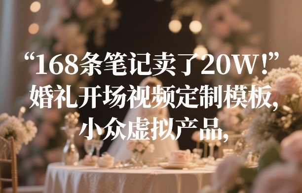 168条笔记卖了20W！婚礼开场视频定制模板，小众虚拟产品-小鹏项目网