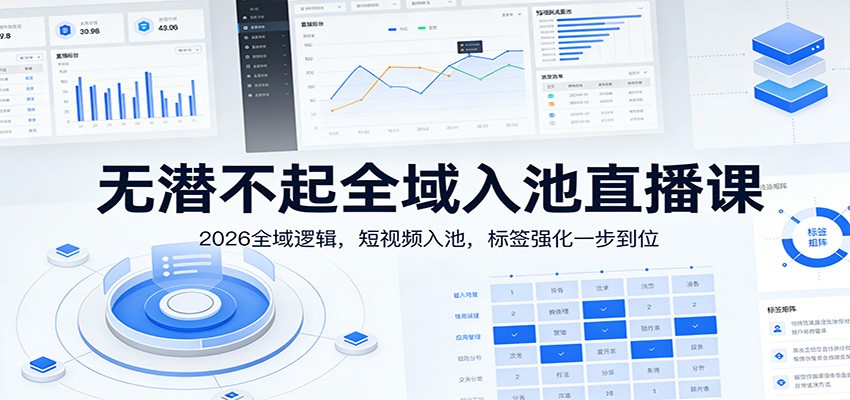 无潜不起全域入池直播课：2026全域逻辑，短视频入池，标签强化一步到位-小鹏项目网